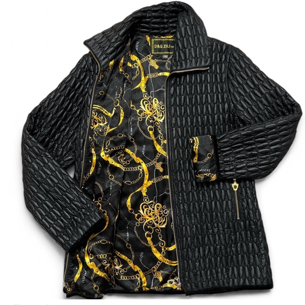 D&G ZILI INC Black Quilt-Like Unisex Slight Puffer Jacket Womens XL, Mens Small